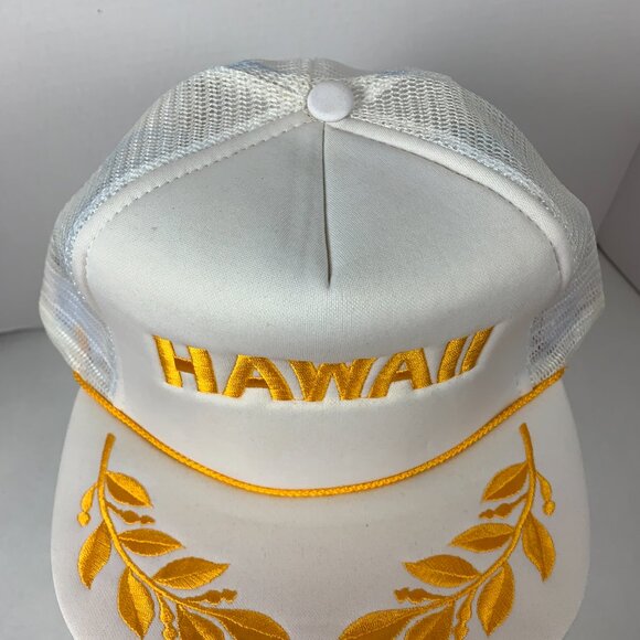 Vintage HAWAII HAWAIIAN Headwear Embroidered Gold Leaf & Rope Snap Back Hat - Picture 3 of 11